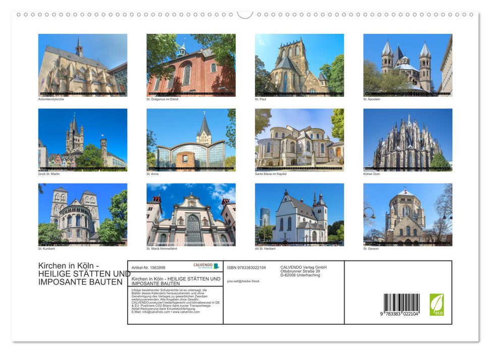 Kirchen in Köln - Heilige Stätten und imposante Bauten (CALVENDO Premium Wandkalender 2024)
