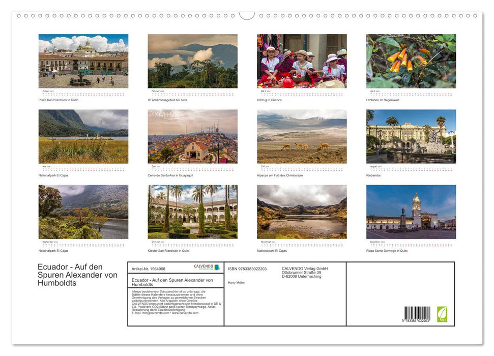 Ecuador - In the footsteps of Alexander von Humboldt (CALVENDO wall calendar 2024) 