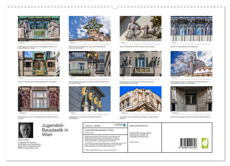 Jugendstil-Bauplastik in Wien (CALVENDO Premium Wandkalender 2024)