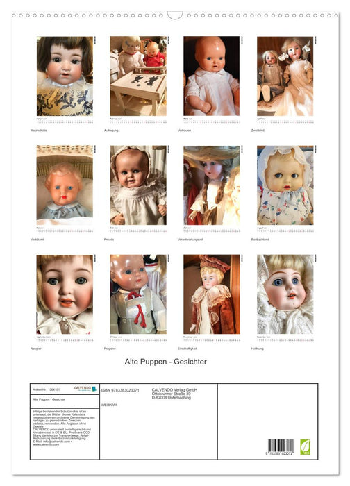 Alte Puppen - Gesichter (CALVENDO Wandkalender 2024)