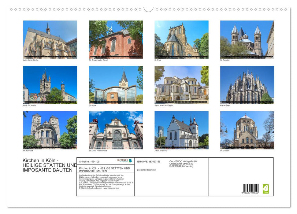 Churches in Cologne - Holy places and impressive buildings (CALVENDO wall calendar 2024) 