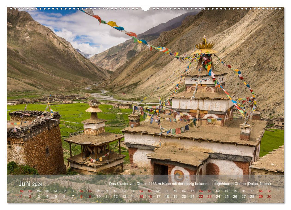 Monastères bouddhistes de l'Himalaya (Calendrier mural CALVENDO Premium 2024) 