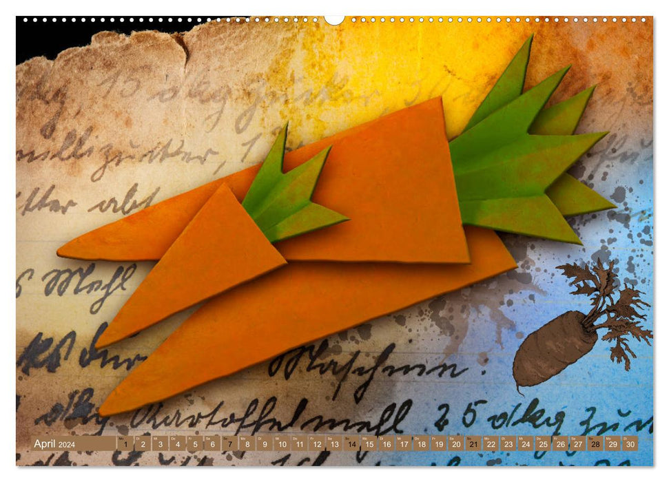 L'origami rencontre la cuisine - l'art du pliage du papier (Calendrier mural CALVENDO Premium 2024) 