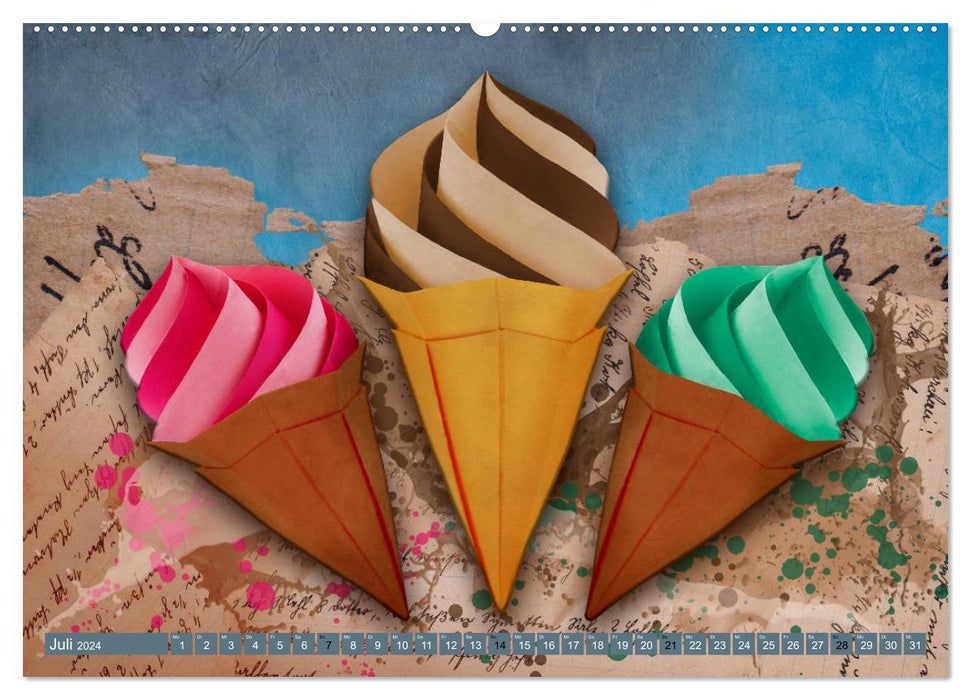 Origami trifft Küche - Die Kunst des Papierfaltens (CALVENDO Premium Wandkalender 2024)