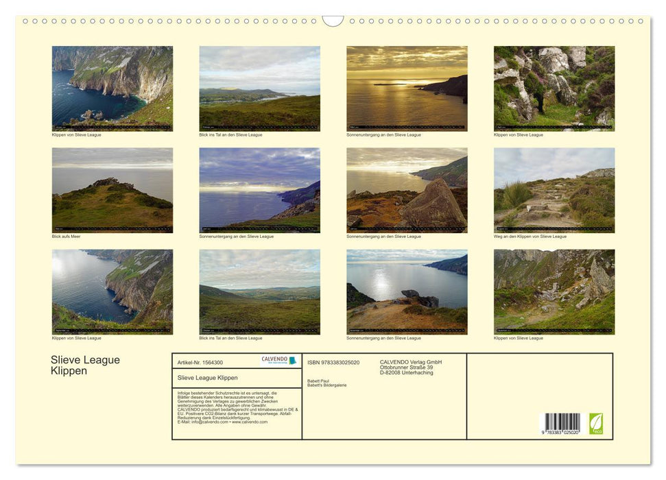 Slieve League Cliffs, les plus hautes falaises d'Irlande (Calendrier mural CALVENDO 2024) 