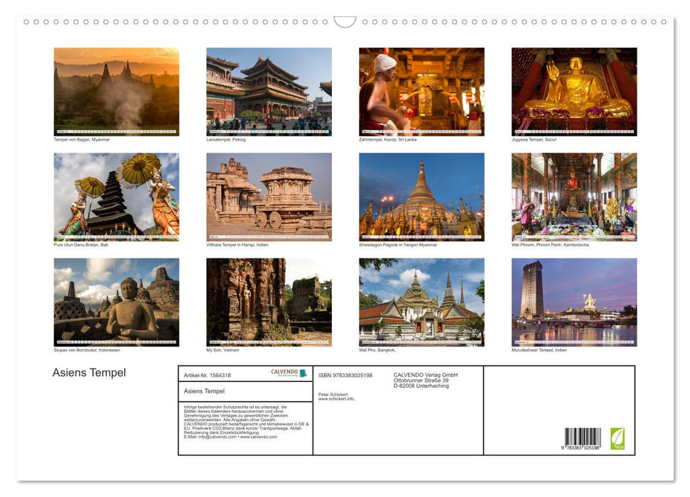 Asiens Tempel (CALVENDO Wandkalender 2024)