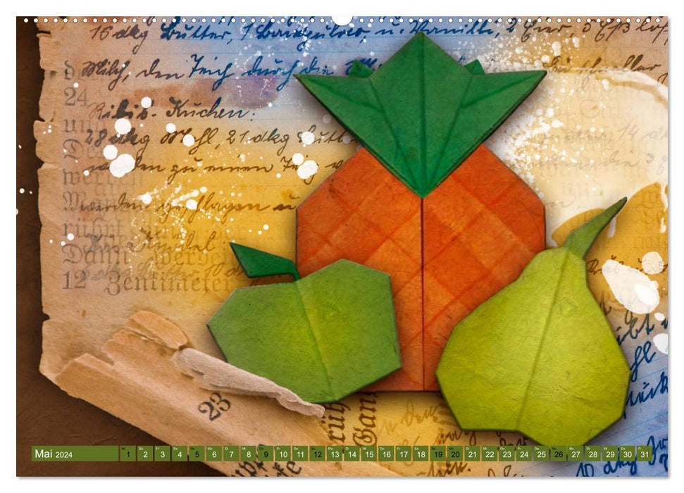 L'origami rencontre la cuisine - l'art du pliage du papier (Calendrier mural CALVENDO 2024) 