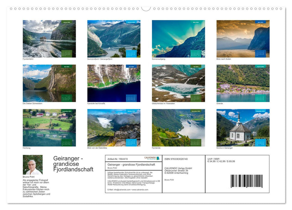 Geiranger - magnifique paysage de fjord (calendrier mural CALVENDO 2024) 