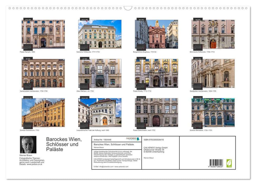 Barockes Wien, Schlösser und Paläste (CALVENDO Wandkalender 2024)