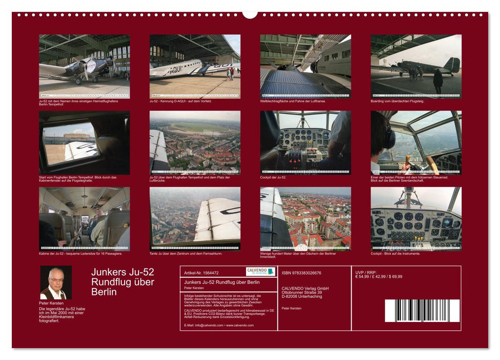 Junkers Ju-52 Rundflug über Berlin (CALVENDO Wandkalender 2024)