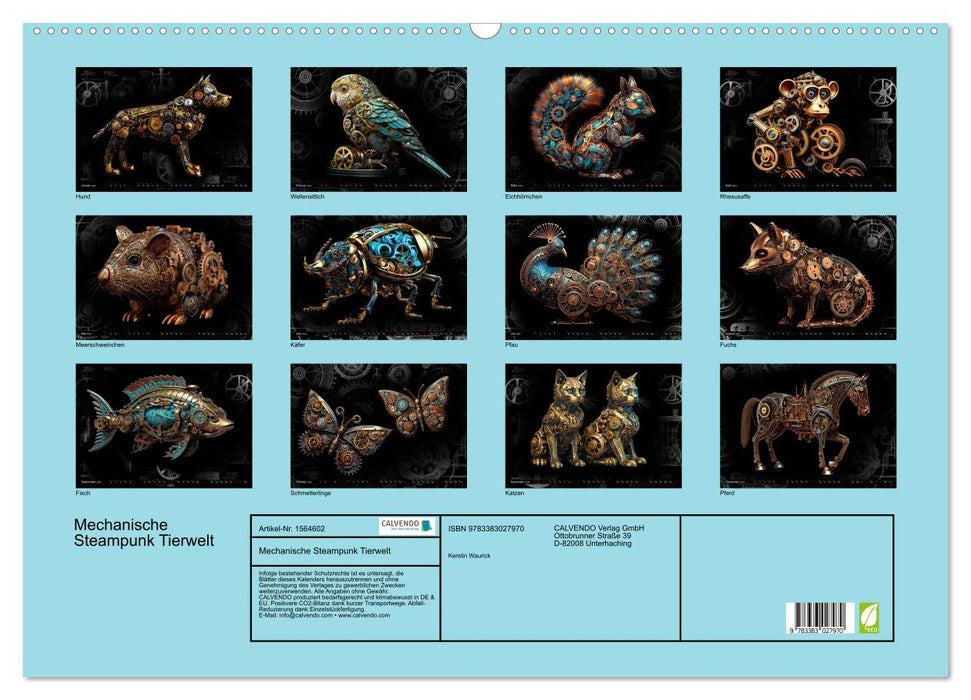Mechanische Steampunk Tierwelt (CALVENDO Wandkalender 2024)