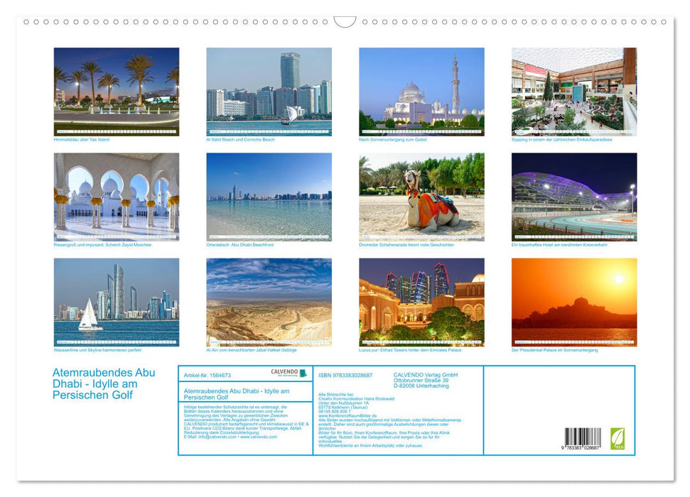 Abu Dhabi à couper le souffle - idylle sur le golfe Persique (calendrier mural CALVENDO 2024) 