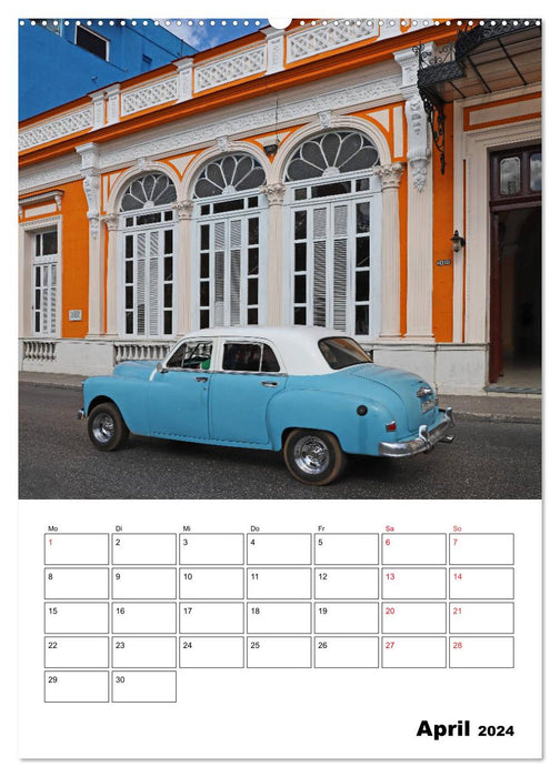 CARAÏBES Voitures classiques à Cuba (calendrier mural CALVENDO 2024) 