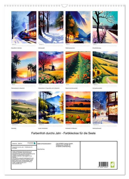 Colorful through the year 2024 - splashes of color for the soul (CALVENDO wall calendar 2024) 