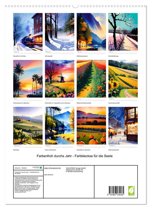 Farbenfroh durchs Jahr 2024 - Farbkleckse für die Seele (CALVENDO Premium Wandkalender 2024)