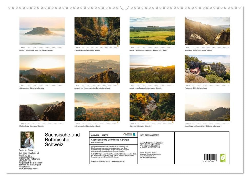 Sächsische und Böhmische Schweiz (CALVENDO Wandkalender 2024)