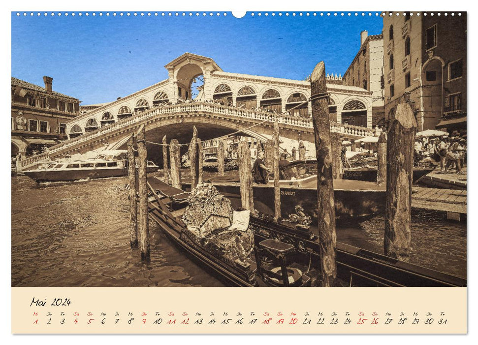 Venedig Seppia e tinta (CALVENDO Wandkalender 2024)