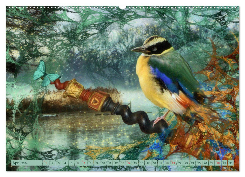 Vögel, Viecher und Fraktale (CALVENDO Premium Wandkalender 2024)