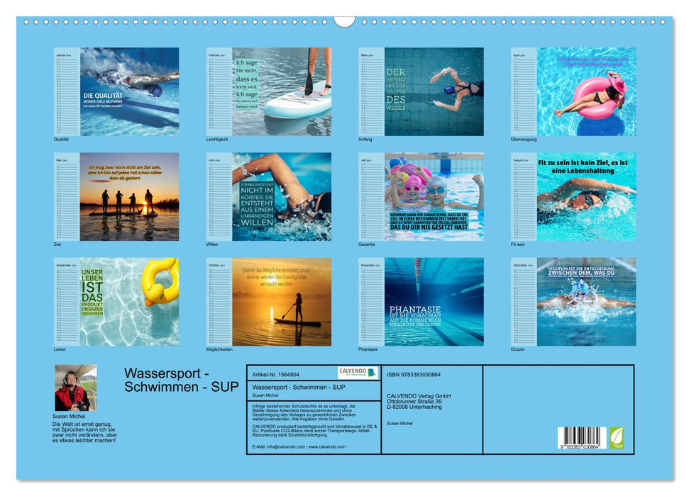 Wassersport - Schwimmen und SUP mit coolen Sprüchen (CALVENDO Wandkalender 2024)