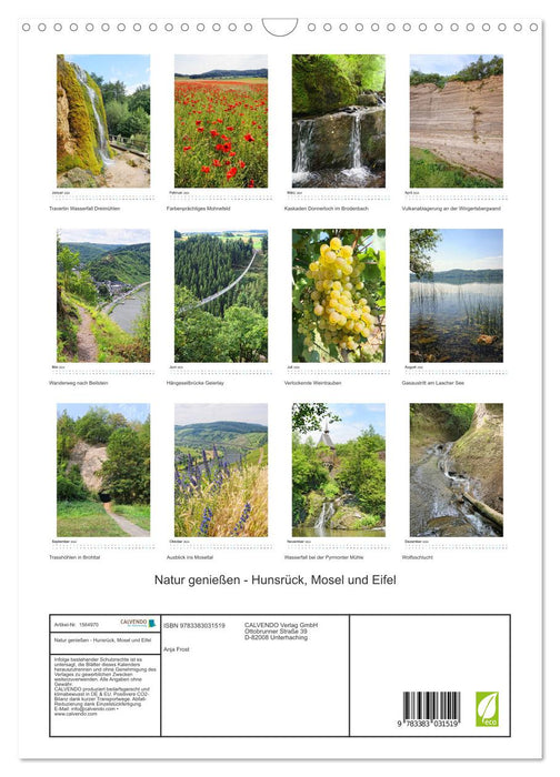 Natur genießen - Hunsrück, Mosel und Eifel (CALVENDO Wandkalender 2024)