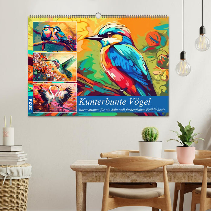 Kunterbunte Vögel (CALVENDO Wandkalender 2024)