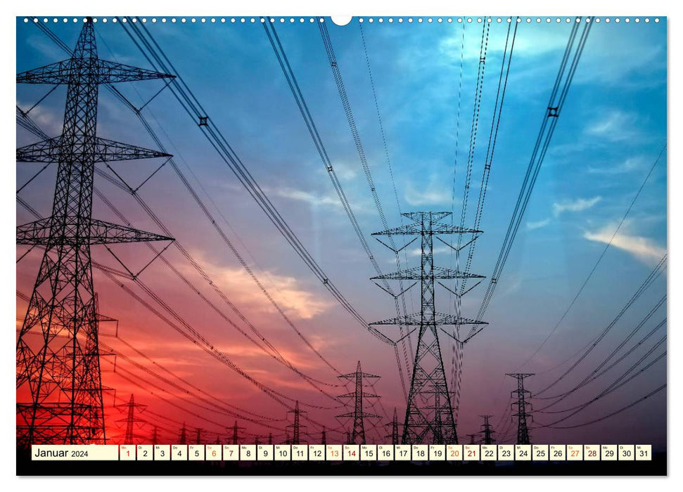 Pylônes électriques - chemins de l'électricité (calendrier mural CALVENDO 2024) 