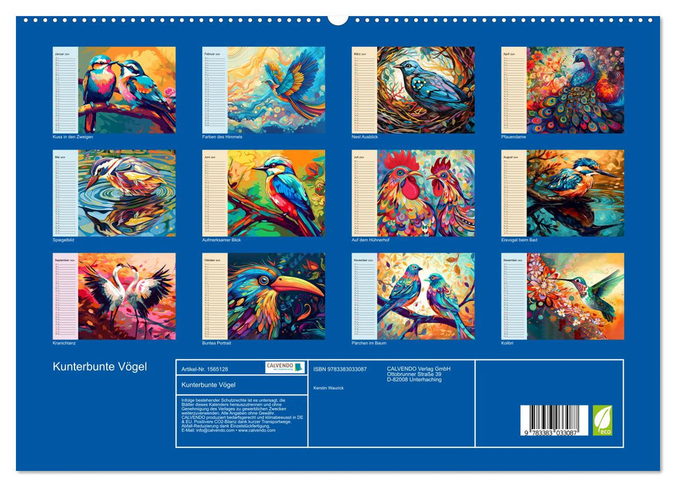 Kunterbunte Vögel (CALVENDO Premium Wandkalender 2024)