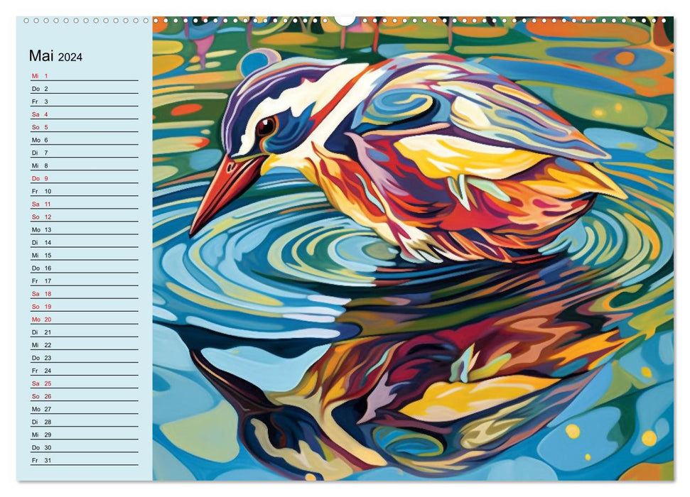 Kunterbunte Vögel (CALVENDO Premium Wandkalender 2024)