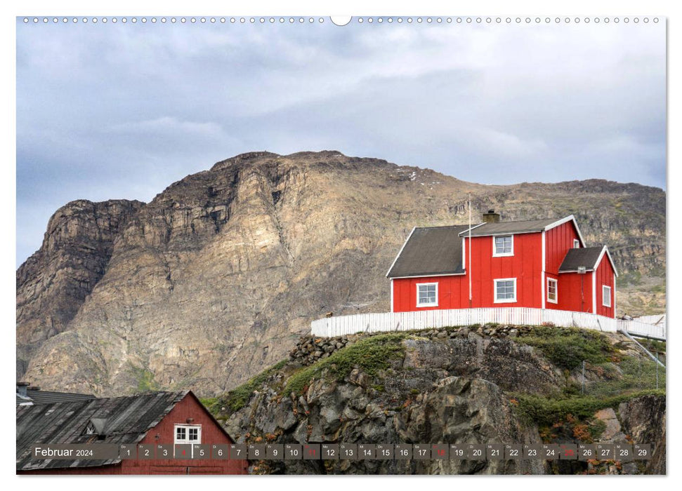 Grönland - Felsen, Eis und bunte Häuser (CALVENDO Premium Wandkalender 2024)