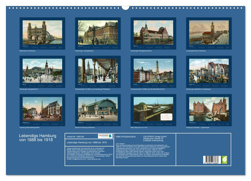 Lebendiges Hamburg von 1888 bis 1918 (CALVENDO Wandkalender 2024)