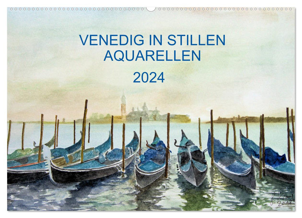 Venedig in stillen Aquarellen (CALVENDO Wandkalender 2024)