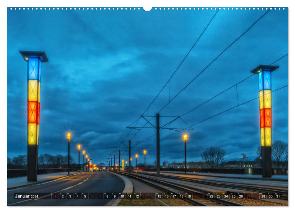 Kumm üwwer die Brück - Ponts de Mannheim (Calvendo Premium Wall Calendar 2024) 