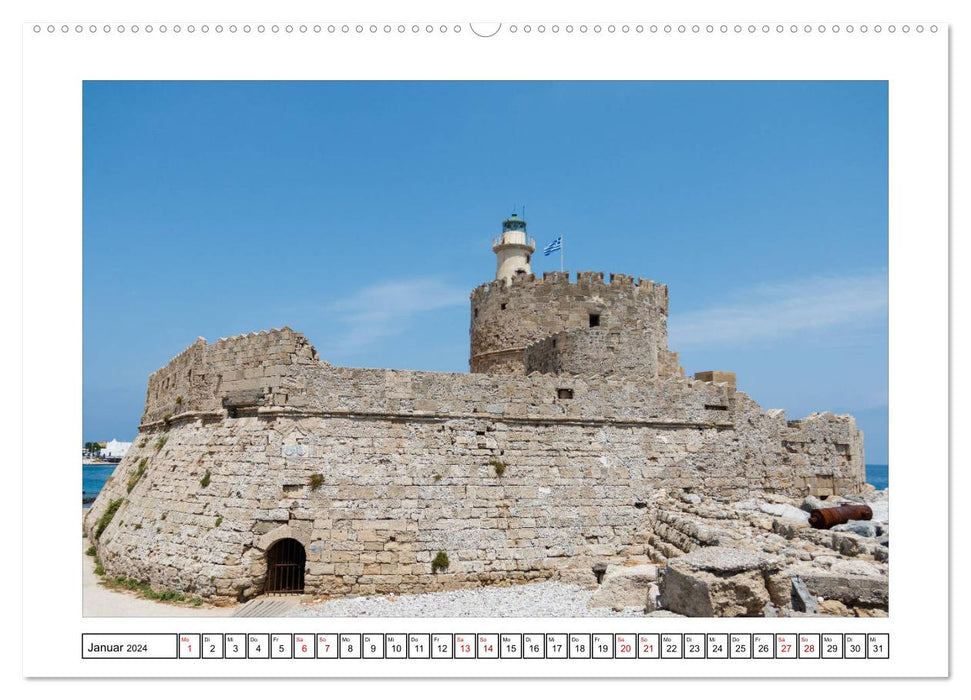 Rhodes, une île ensoleillée (Calendrier mural CALVENDO Premium 2024) 