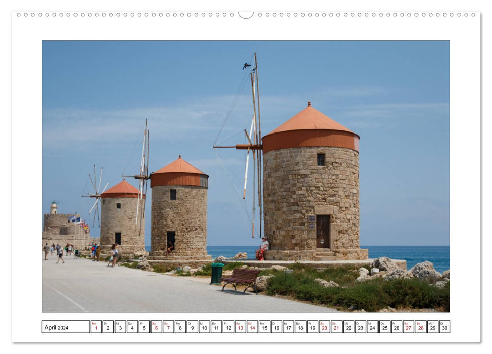 Rhodes, une île ensoleillée (Calendrier mural CALVENDO Premium 2024) 