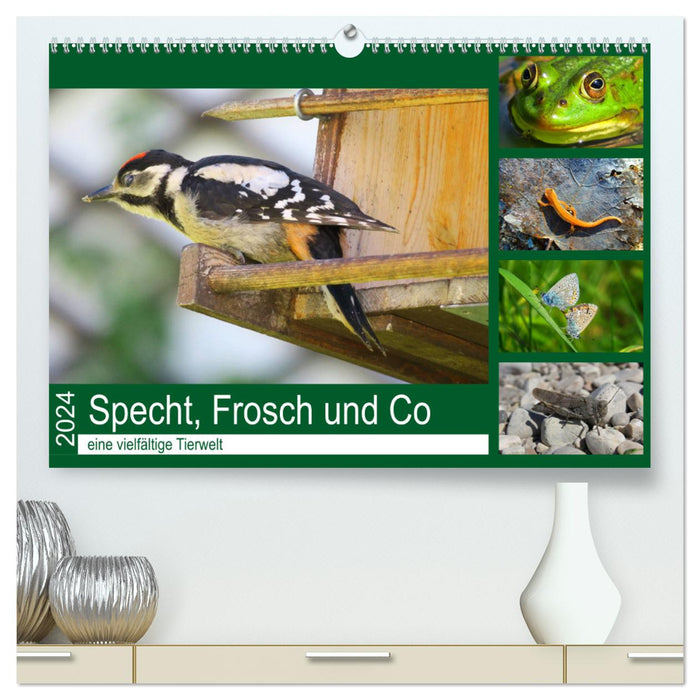 Specht, Frosch und Co - eine vielfältige Tierwelt (CALVENDO Premium Wandkalender 2024)