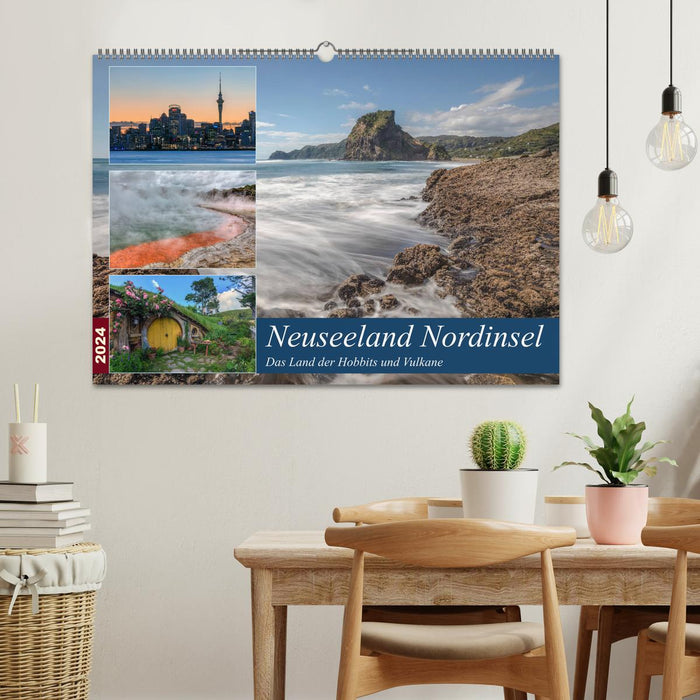 Île du Nord de Nouvelle-Zélande - Le pays des hobbits et des volcans (calendrier mural CALVENDO 2024) 