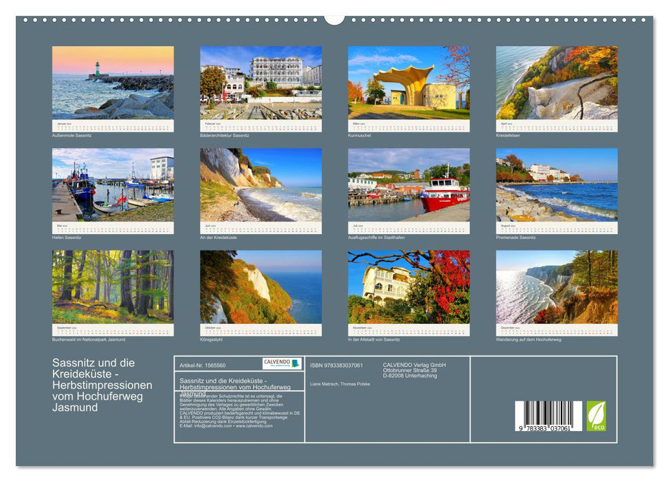 Sassnitz und die Kreideküste - Herbstimpressionen vom Hochuferweg Jasmund (CALVENDO Premium Wandkalender 2024)
