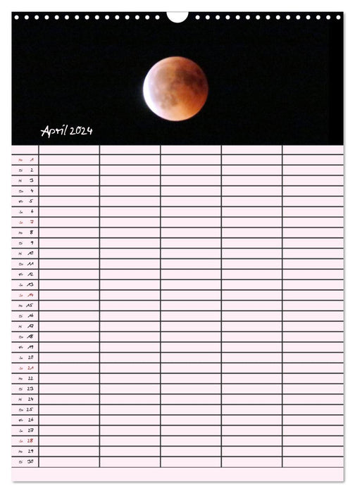 Faszination Mond - Momentaufnahmen einer Mondfinsternis (CALVENDO Wandkalender 2024)