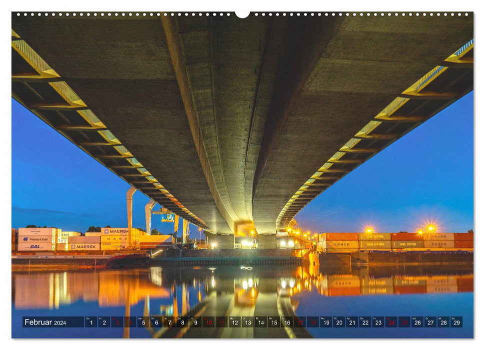 Kumm üwwer die Brück - Mannheimer Brücken (CALVENDO Wandkalender 2024)