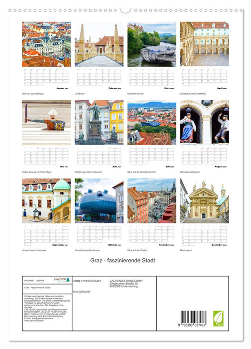 Graz - ville fascinante (Calendrier mural CALVENDO Premium 2024) 