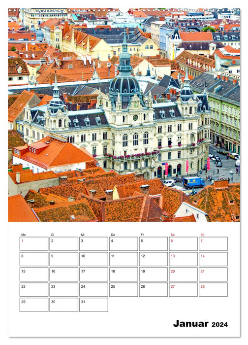 Graz - faszinierende Stadt (CALVENDO Premium Wandkalender 2024)