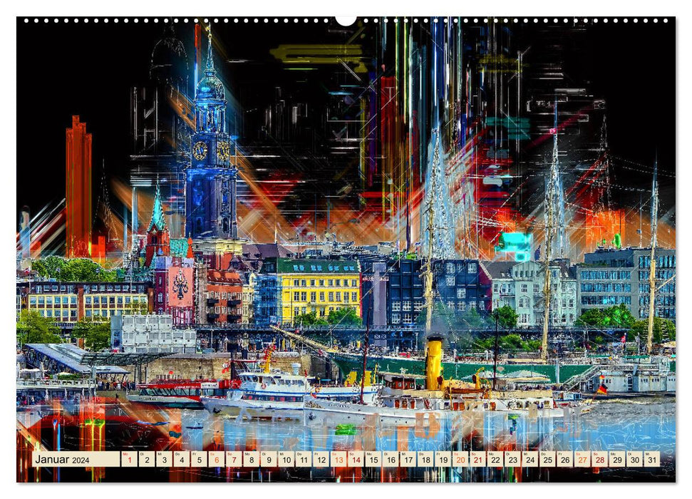 Résumé de Hambourg (Calvendo Premium Wall Calendar 2024) 