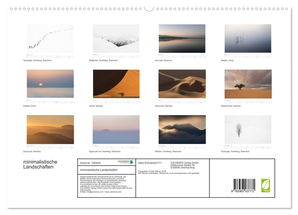 paysages minimalistes (Calendrier mural CALVENDO Premium 2024) 