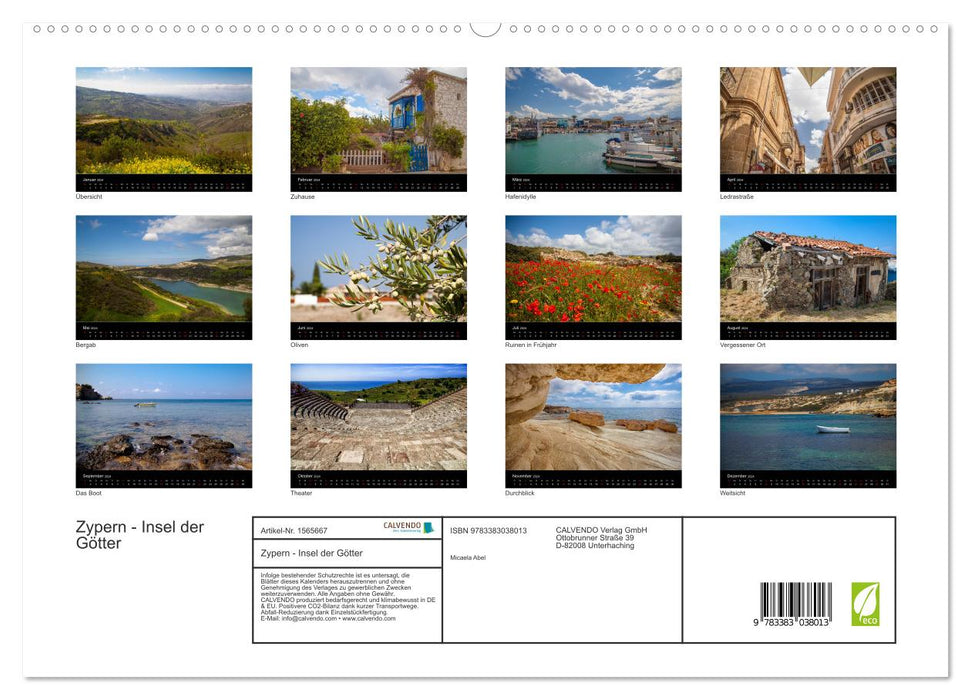 Chypre - Île des Dieux (Calvendo Premium Wall Calendar 2024) 