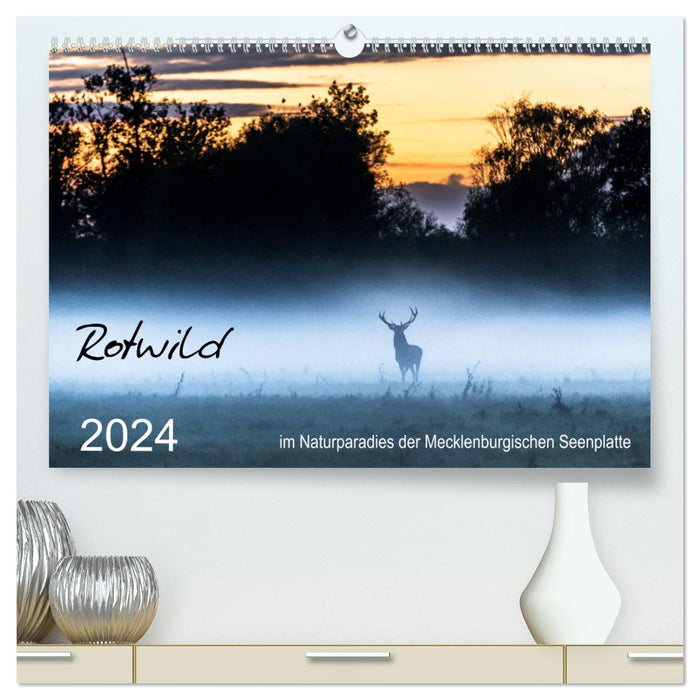 Rotwild - im Naturparadies der Mecklenburgischen Seenplatte (CALVENDO Premium Wandkalender 2024)