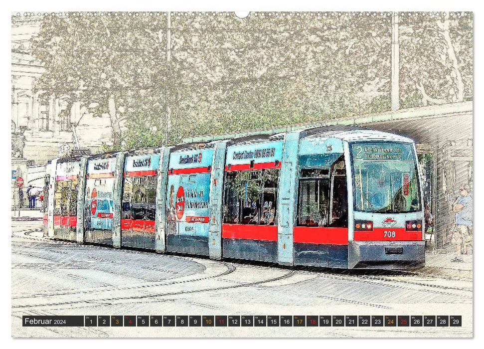 Fascination du tramway (Calendrier mural CALVENDO Premium 2024) 