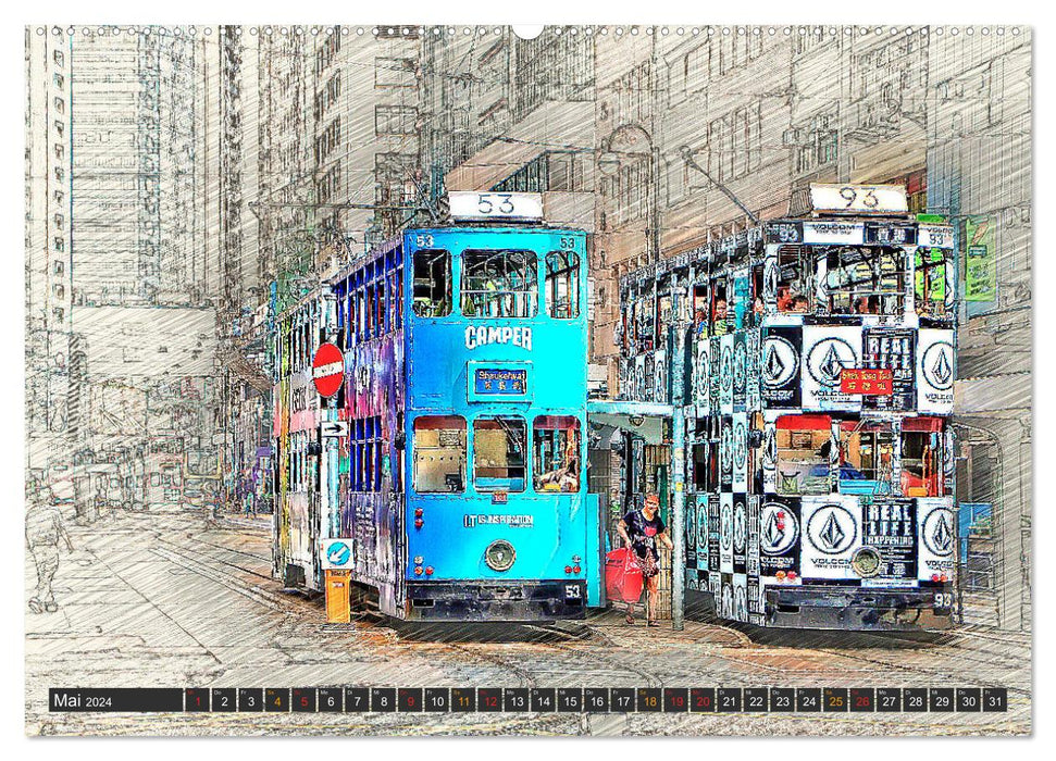 Fascination du tramway (Calendrier mural CALVENDO Premium 2024) 
