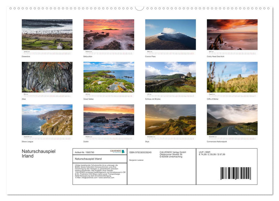 Spectacle naturel Irlande (Calvendo Premium Wall Calendar 2024) 