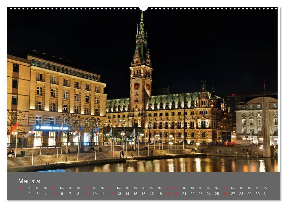 Nightwalk - Hamburg (CALVENDO Premium Wandkalender 2024)