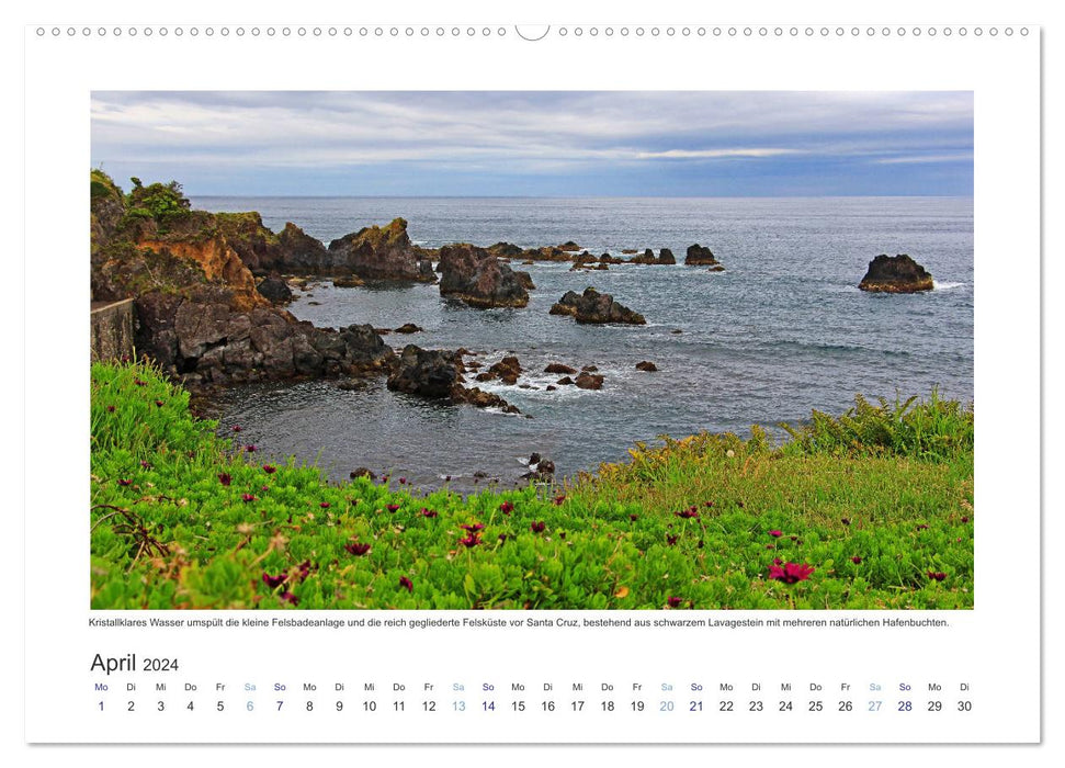 Île de Flores aux Açores - touche de couleur sur un volcan éteint au Portugal (calendrier mural CALVENDO 2024) 